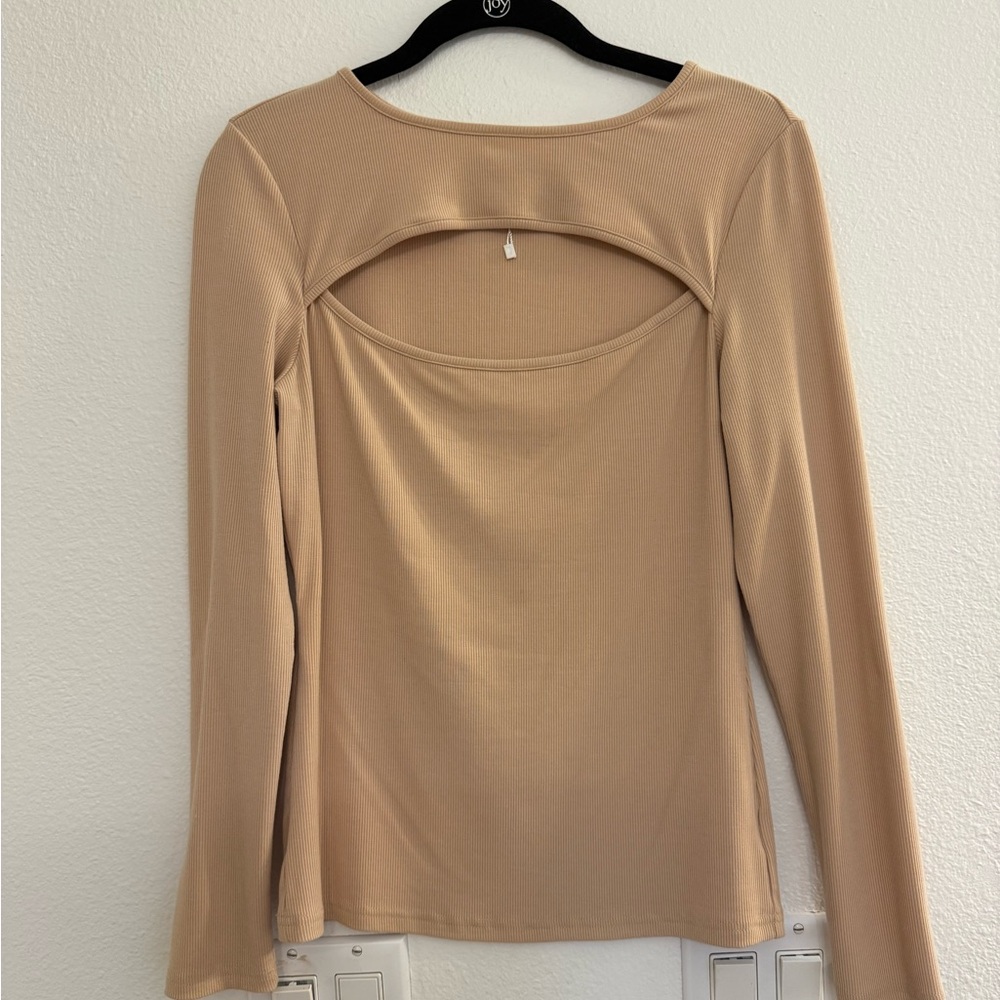 Elegant Tan Long Sleeve Women's Top